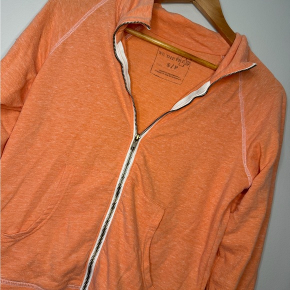 We The Free Zip Up Hoodie Small Peach Coral Lightweight Free People Sweatshirt - Picture 3 of 4